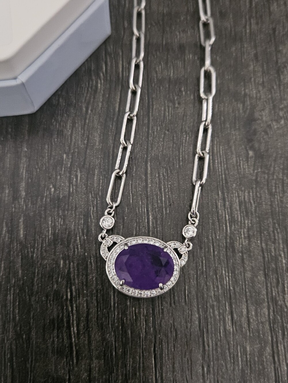 Bomb Party Original Necklace Amethyst Stone Rhodium Plating